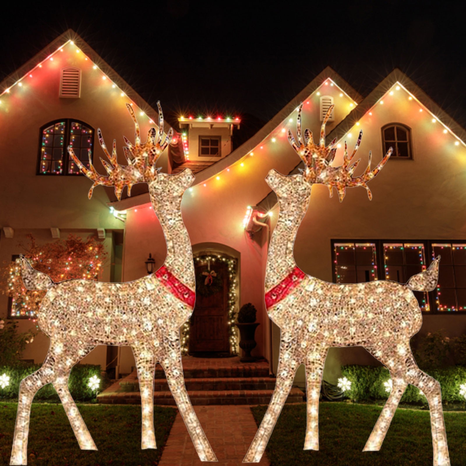 クリスマスデコレーション用の鹿の形をしたライト,室内灯,屋外 - Outdoor Lighting Front Yard のレビューと価格