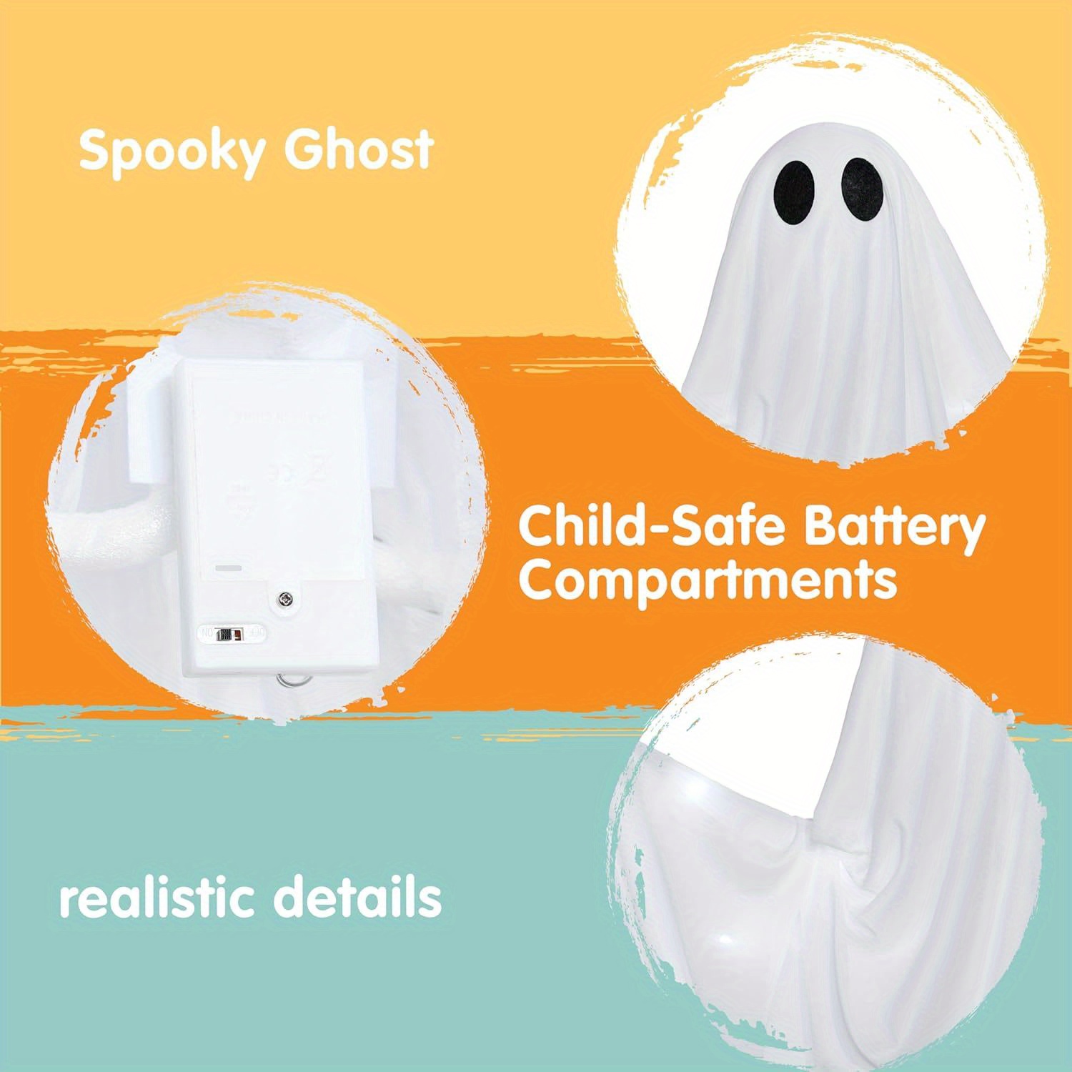 ハロウィン吊り下げライトアップゴースト 不気味な白いLEDラ - Outdoor Lighting Front Yard のレビューと価格