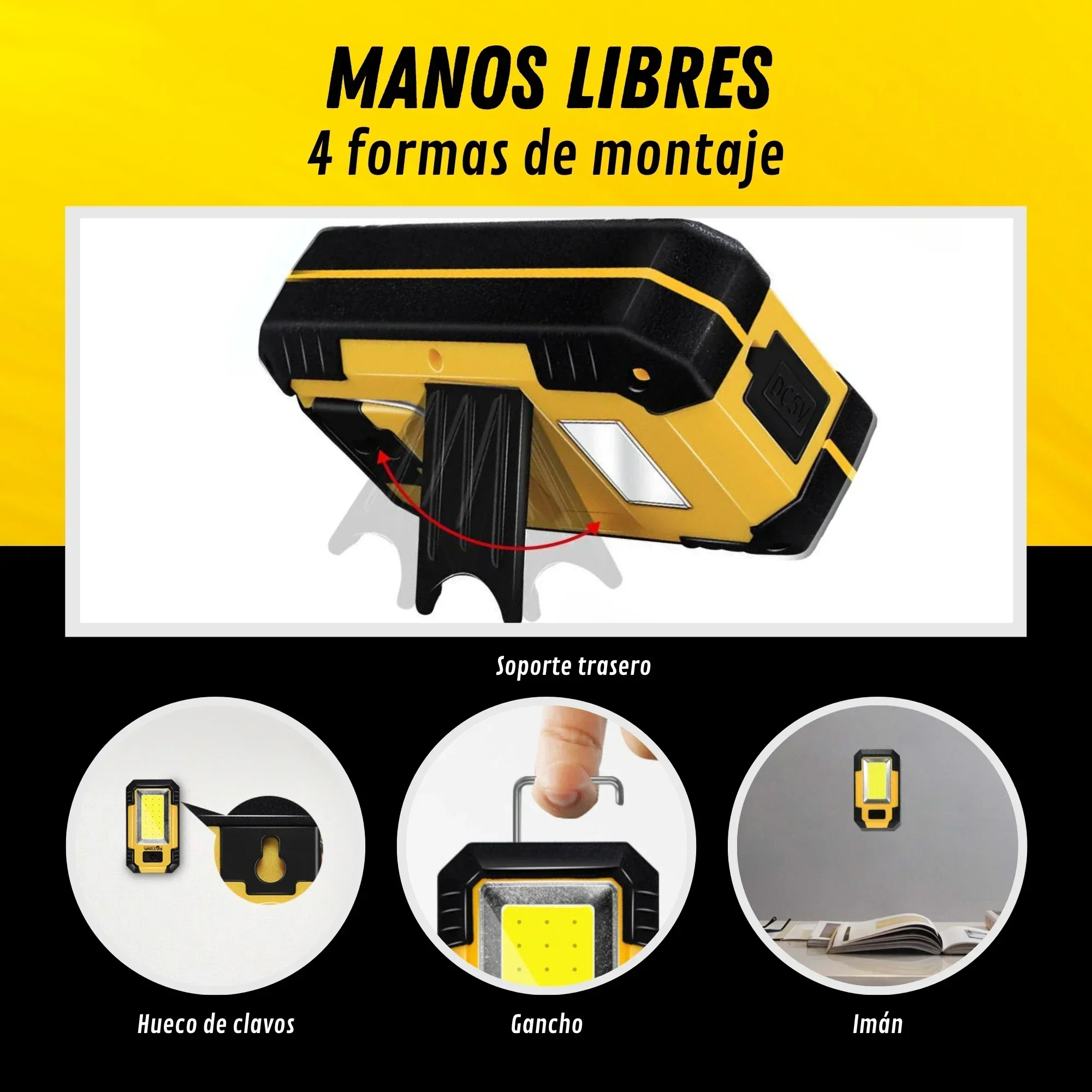 ポータブル4000mAh充電式作業灯 超高輝度COB懐中電灯 - Outdoor Lighting Lanterns のレビューと価格