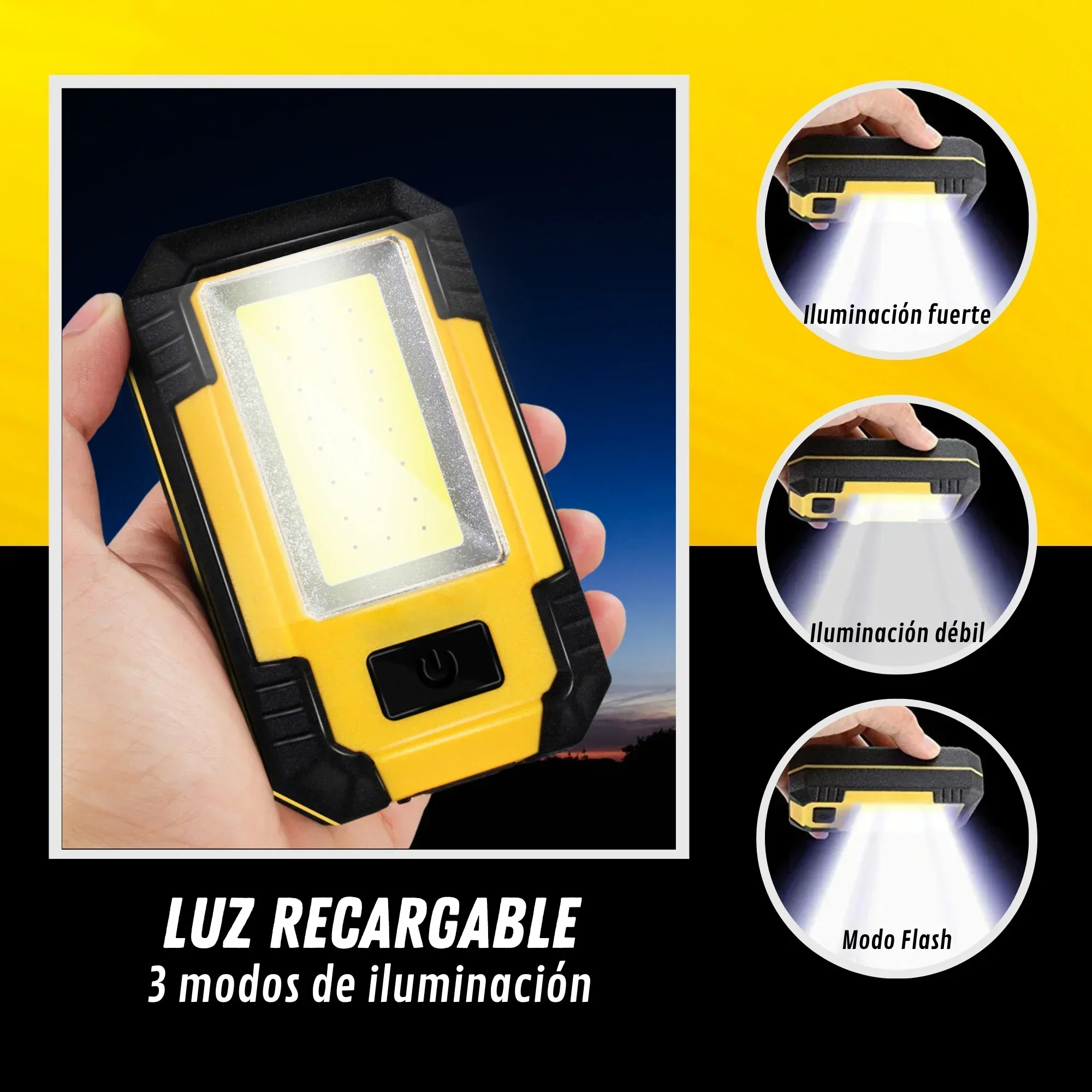 ポータブル4000mAh充電式作業灯 超高輝度COB懐中電灯 - Outdoor Lighting Lanterns のレビューと価格