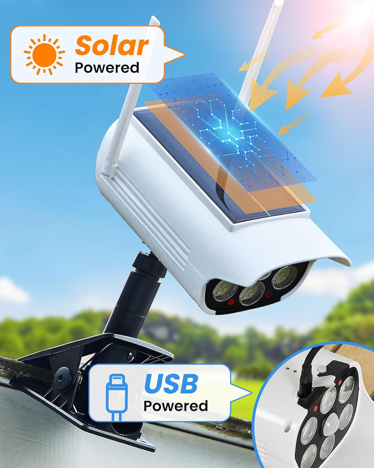 ソーラー街路灯 LED クリップオンソーラーセキュリティカメ - Outdoor Lighting On Fence のレビューと価格