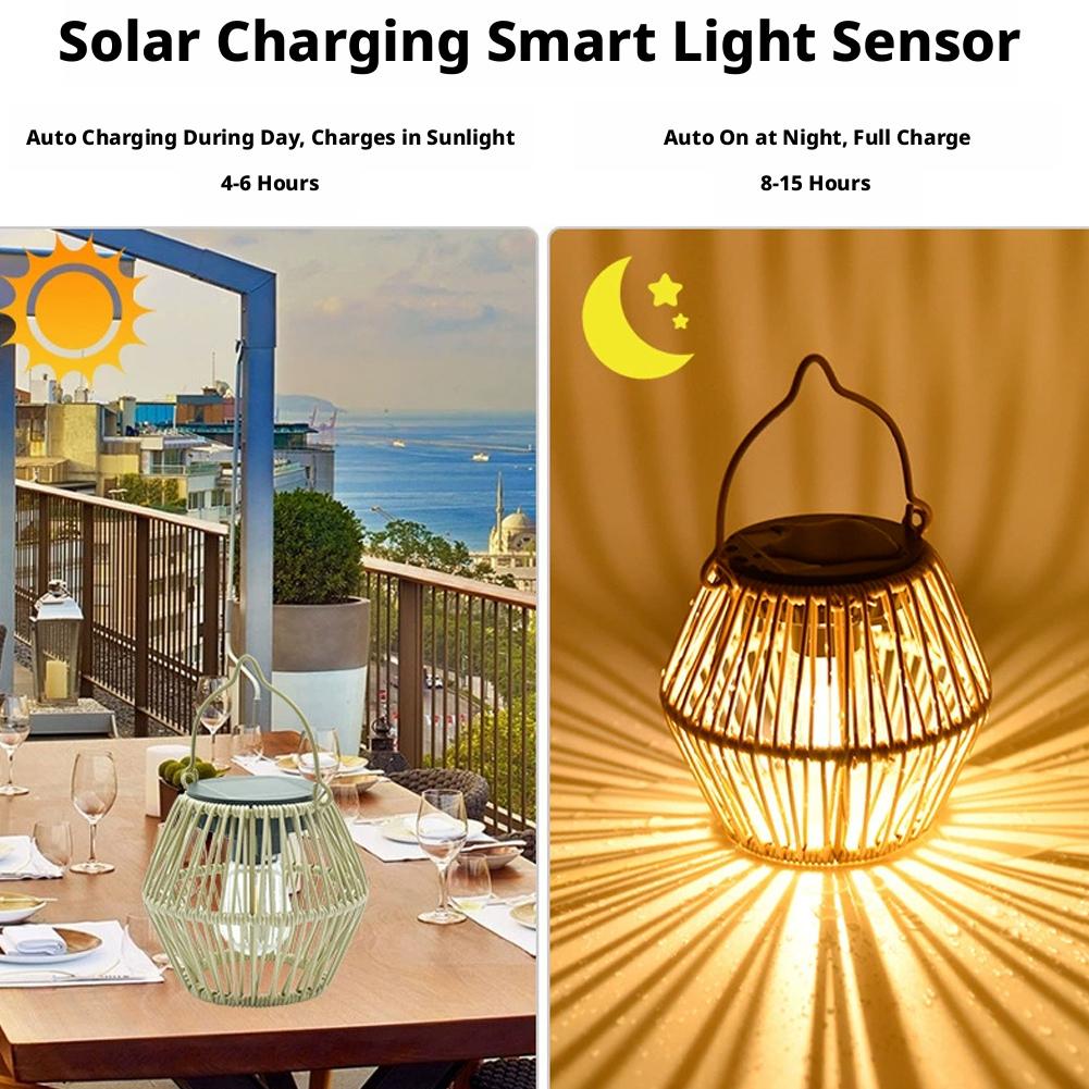 IP65防水ソーラーラタンランタン、吊り下げ式テーブルライト - Outdoor Lighting Lanterns のレビューと価格