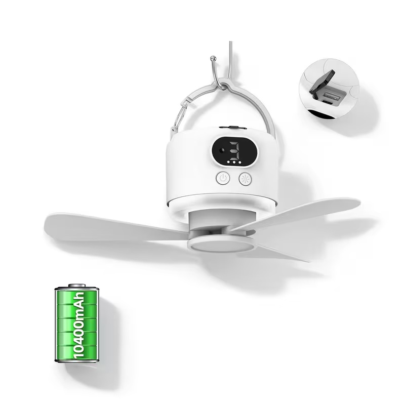 10400mAh充電式ポータブルシーリングファン、吊り下げ可 - Outdoor Lighting Timer のレビューと価格