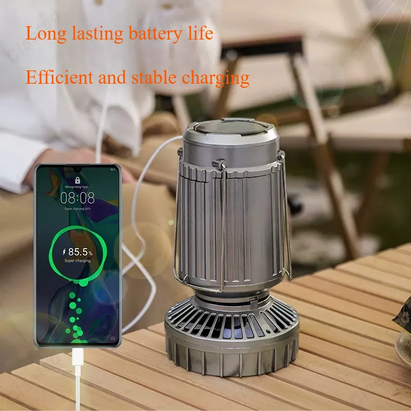 クリエイティブ LED ソーラー電源電動ファンランプキャンプ - Outdoor Lighting Switch のレビューと価格