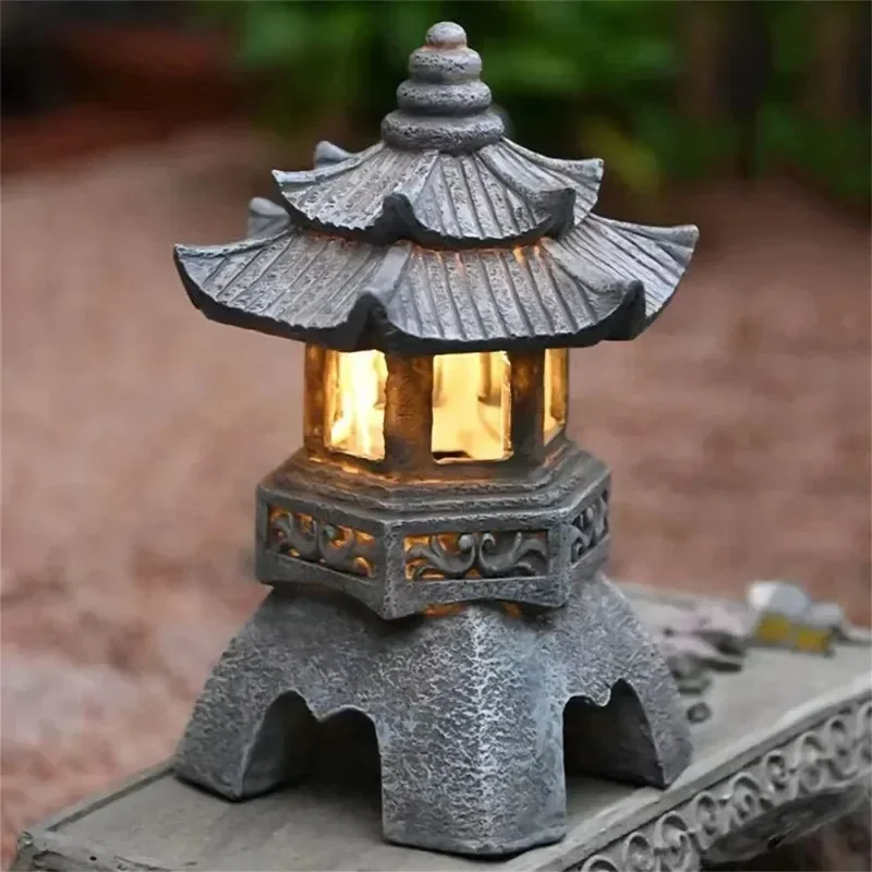 ソーラー式和風塔型ランタン 防水屋外ガーデンライト 禅スタイ - Outdoor Zen Lighting のレビューと価格