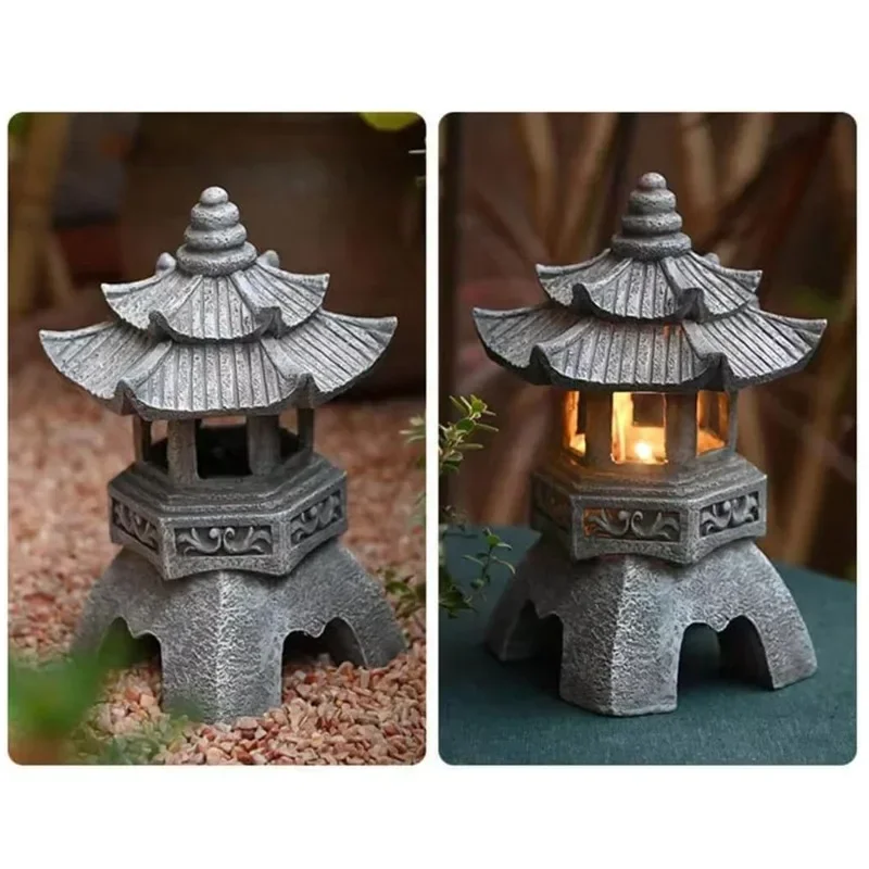 ソーラー式和風塔型ランタン 防水屋外ガーデンライト 禅スタイ - Outdoor Zen Lighting のレビューと価格