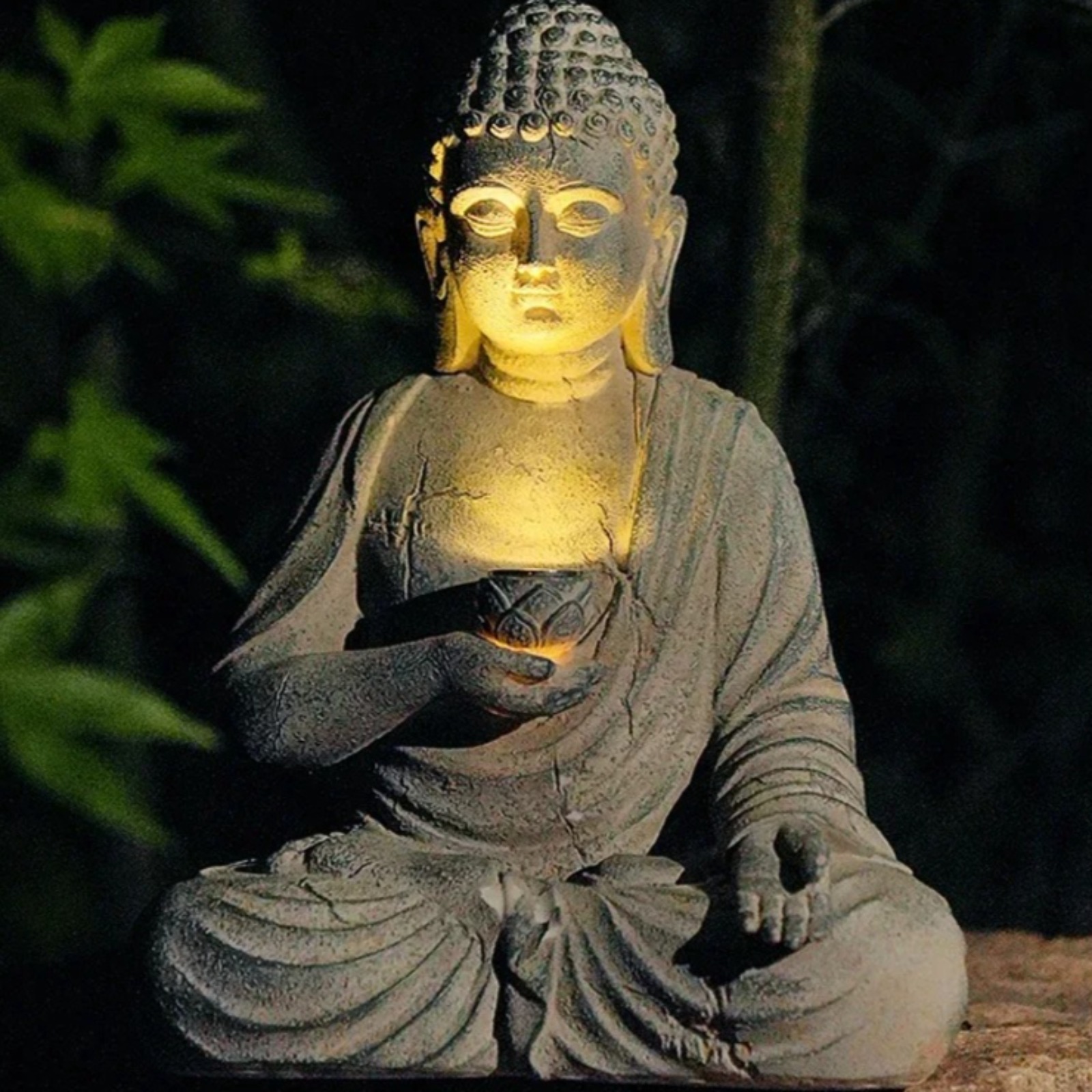 ソーラーガーデン像仏陀樹脂屋外装飾ライト彫刻禅庭装飾パティオ - Outdoor Zen Lighting のレビューと価格