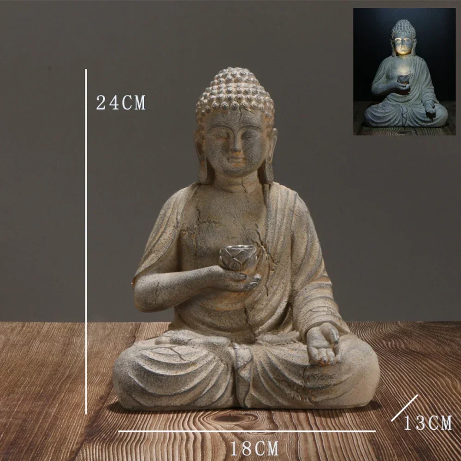 ソーラーガーデン像仏陀樹脂屋外装飾ライト彫刻禅庭装飾パティオ - Outdoor Zen Lighting のレビューと価格
