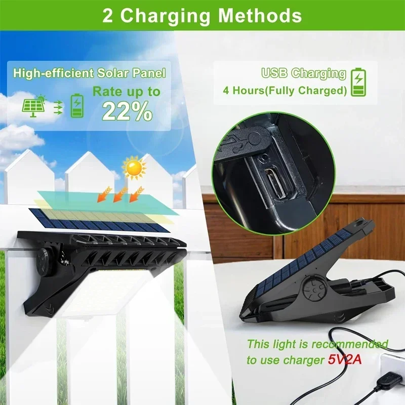 新製品 2/1個 クリップ式ソーラーライト 屋外防水 58  - Outdoor Lighting On Fence のレビューと価格