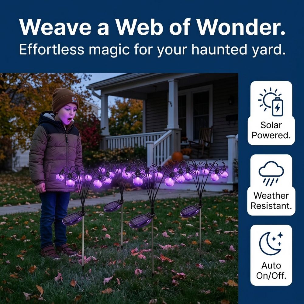 スケルトンパープルライトハロウィンデコレーションスパイダーボ - Outdoor Lighting Front Yard のレビューと価格