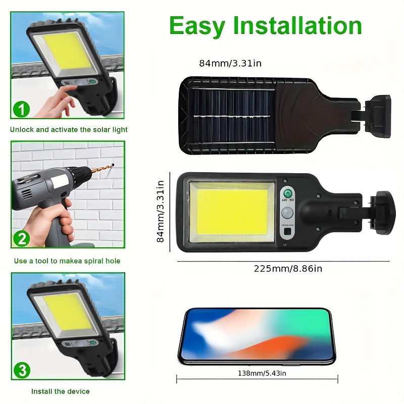 LED/COB ソーラーモーションセンサーライト 3 明るさ - Outdoor Lighting Front Yard のレビューと価格
