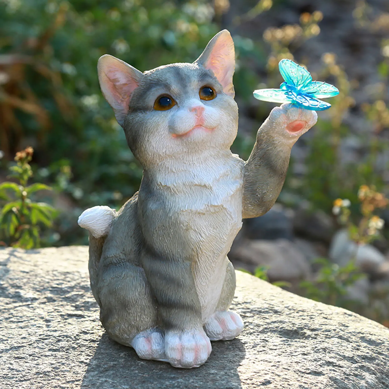 屋外猫彫刻置物ペンダントガーデン LED ソーラーライトかわ - Landscape Spike Light のレビューと価格