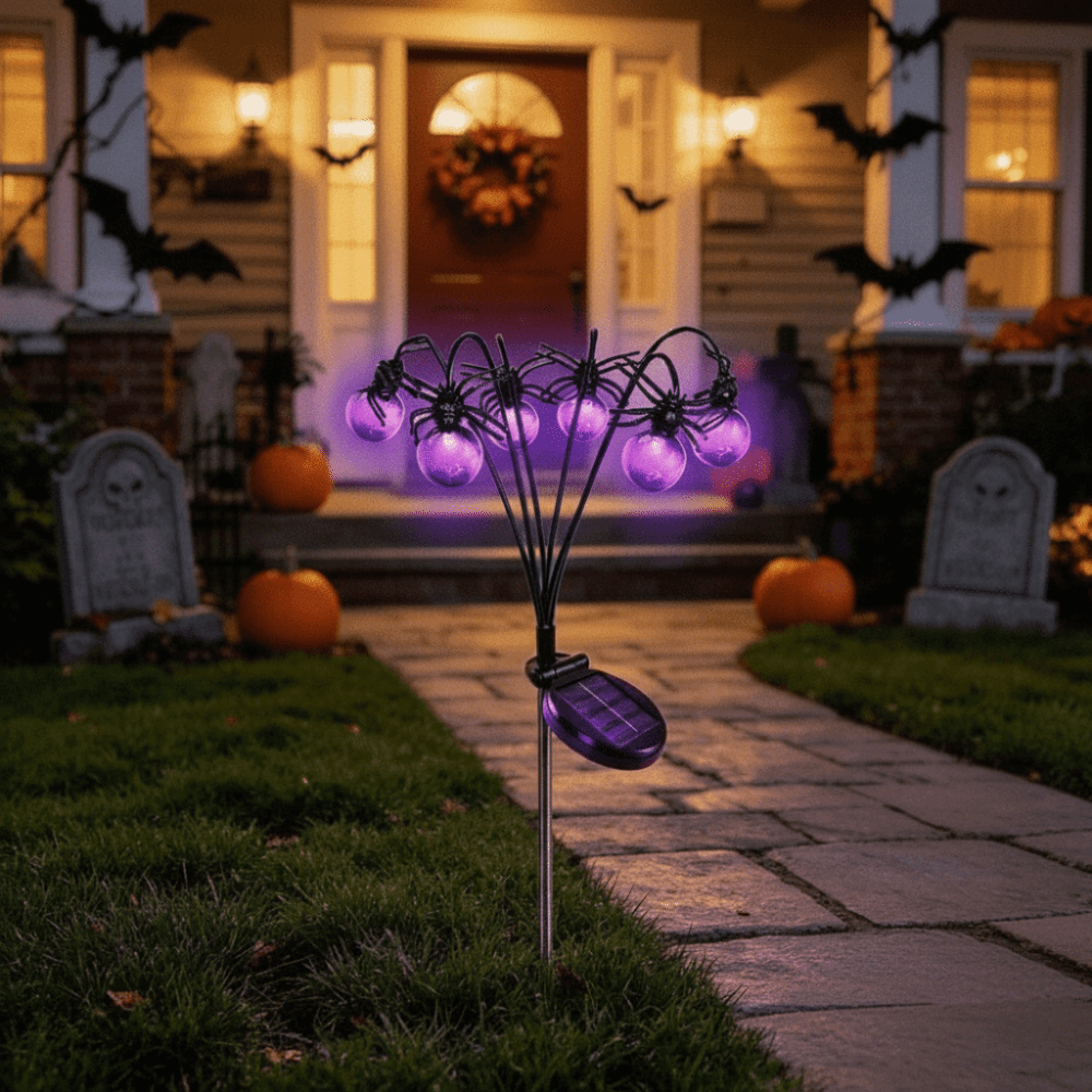 ゴーストパープルライトハロウィンデコレーションスパイダーボー - Outdoor Lighting Front Yard のレビューと価格
