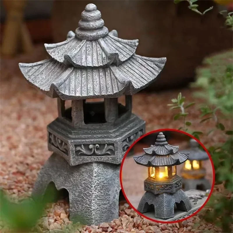 ソーラー式和風塔型ランタン 防水屋外ガーデンライト 禅スタイ - Outdoor Zen Lighting のレビューと価格