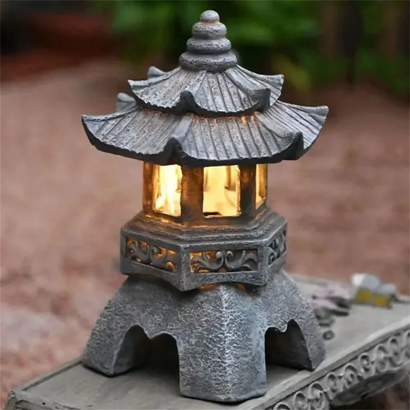 ソーラー式和風塔型ランタン 防水屋外ガーデンライト 禅スタイ - Outdoor Zen Lighting のレビューと価格
