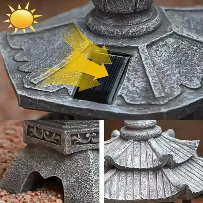 ソーラー式和風塔型ランタン 防水屋外ガーデンライト 禅スタイ - Outdoor Zen Lighting のレビューと価格