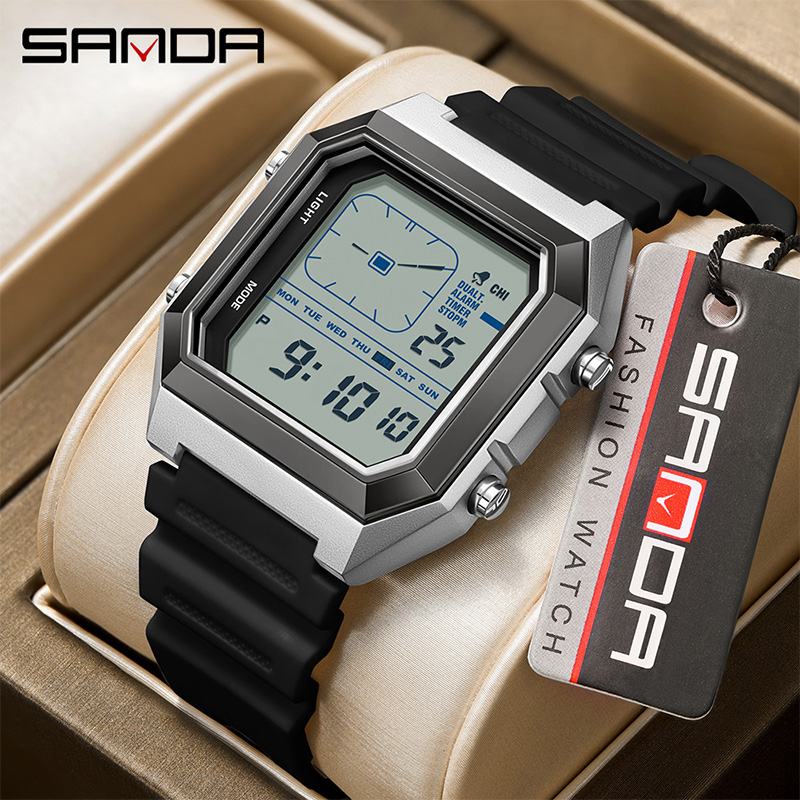 SANDA 6307 新しいメンズデジタル多機能ナイトライト - Outdoor Lighting Timer のレビューと価格