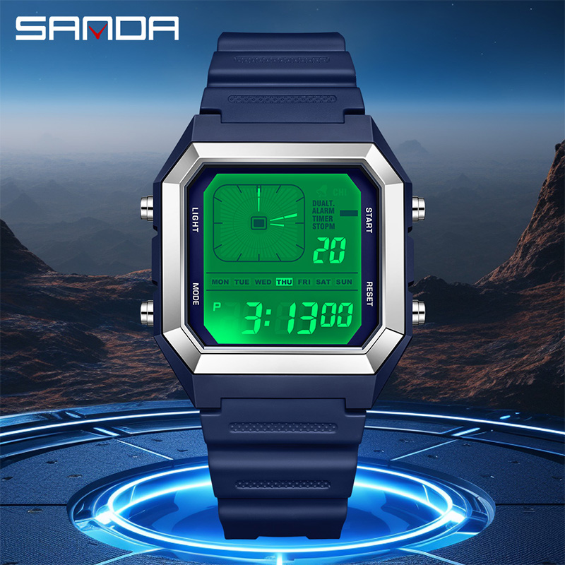 SANDA 6307 新しいメンズデジタル多機能ナイトライト - Outdoor Lighting Timer のレビューと価格
